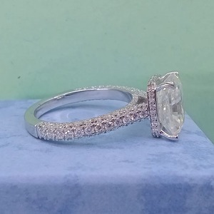 Bague de fiançailles en moissanite taille Asscher, argent 925, pavé, bijoux classiques pour femmes - Product Image 4