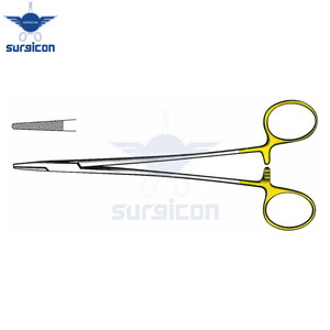 Porte-aiguille DeBakey 37 cm / 14-1/4 pouces avec profil mini à denture de 0,4 mm et inserts en carbure de tungstène TC GOLD pour une précision accrue - Product Image 3