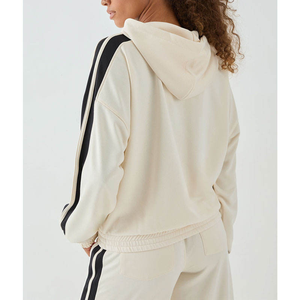 Women Oversized Hooded Zipper Sweatshirt Solid Color Long Sleeve Breathable Knitted <b>Cropped</b> <b>zip</b> hoodie women Casual streetwear - Product Image 4