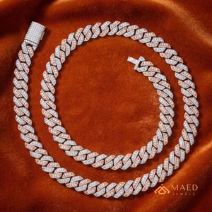 Moissanite Cuban Link Iced Out Engagement Hip Hop <b>Necklace</b> Rose Gold Plated Silver <b>Chain</b> for Men Unisex Gujarat Origin Jewelry - Product Image 2