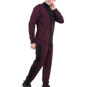 Ensemble de survêtement bordeaux personnalisé pour homme 2026 – Tissu personnalisable, col montant, fermeture éclair, coupe droite - Product Image 4
