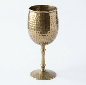 Verre à vin en laiton gaufré avec motif floral, pied moyen, pour mariage, bar, vaisselle de bar, verrerie à vin - Product Image 5
