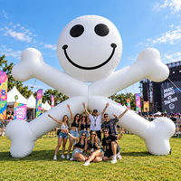 Grande Décoration Gonflable Géante Personnalisée en Forme de Crâne Souriant, Idéale pour Festivals, Événements et Expositions en Extérieur