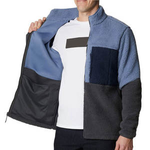 Chaqueta Unisex de Lona con Forro Polar Sherpa, Cuello Alto, Cierre de Cremallera, Diseño de Parches, Abrigo de Invierno, Servicio OEM, Chaquetas para Hombre - Product Image 4