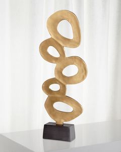 Escultura Geométrica Moderna Dorada, Pieza de Arte Abstracta para Decoración del Hogar, para Exhibición en Mesa de Sala de Estar - Product Image 2