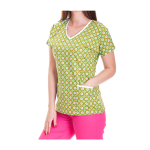 Premium Turquoise V-Neck <b>Scrub</b> <b>Top</b> Featuring a Cartoon Puppy Print Customize Hospital Nurse Medical Doctor Nursing Workwear - Product Image 3