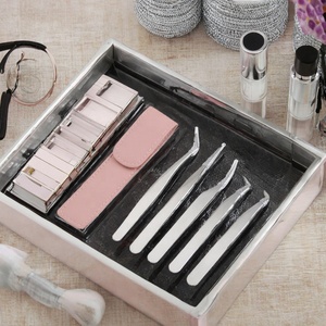 Luxury Charm Stainless Steel Anti-Magnetic Tweezers Custom Design Precision Eyelash Extension Logo Branding 10mm Length Smooth - Product Image 3