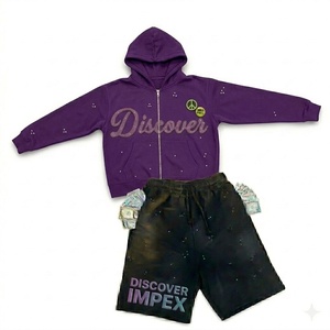 Conjunto de Sudadera con Capucha y Pantalones Cortos para Hombre, Personalizado con Bordado y Logotipo Impreso, OEM, Ropa Deportiva de Verano, 100% Algodón - Product Image 2