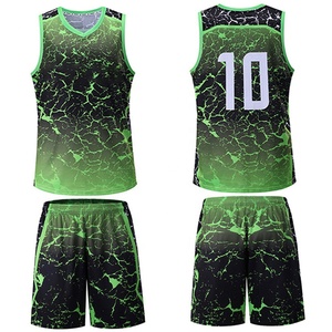 Conjunto de Camiseta de Baloncesto para Hombre, Verde y Negro con Estampado Agrietado, Sublimado, de Secado Rápido, Camiseta sin Mangas, Pantalones Cortos, Uniformes Deportivos, Número 10 - Product Image 1