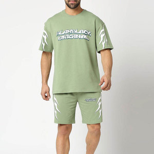 Econex Sports OEM Best Selling Plus Size Solid Color Cotton Twin <b>Set</b> Mens 2PC Shorts T-Shirt Quick Dry Casual Summer - Product Image 1