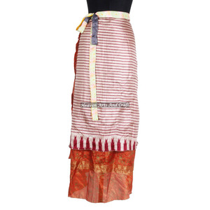 Sari Sarong de Seda Vintage Indio de Diseño, Reversible de Doble Capa, Falda Mágica Envolvente, Sari de Seda Mágica Reversible de 2 Capas, Largo - Product Image 4