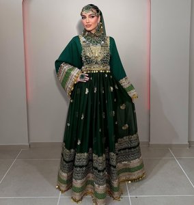 Vestidos de Novia Afganos Kuchi Hechos a Mano, Étnicos, Tribales, Tradicionales, con Apliques de Encaje Bordado y Volantes, Vestidos de Fiesta para Mujer, Corte en A - Product Image 2