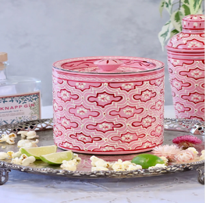 Cubo de hielo con patrón rosa vibrante y diseño floral tradicional, con tapa a juego, para champán y eventos festivos, al por mayor. - Product Image 1