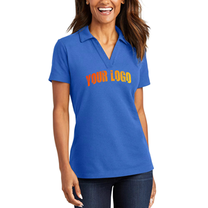 Chemises de golf pour femmes en coton 100% respirant de haute qualité, 210g, style streetwear, noires, personnalisables avec logo brodé, vente en gros - Product Image 4