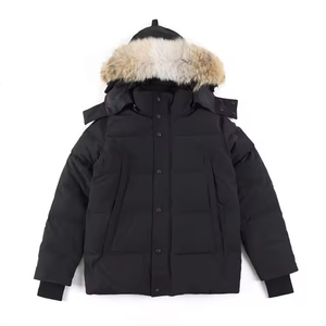Veste matelassée de luxe pour homme avec capuche en fausse fourrure, isolante, chaude, imperméable, écologique, personnalisable OEM - Product Image 2