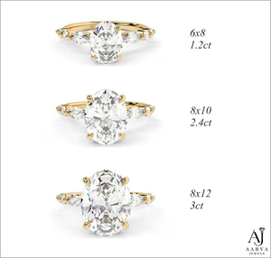 Anillo de Compromiso de Moissanita con Corte Ovalado, Oro Amarillo de 14K, Chapado en Oro, con Engaste de Garras, para Mujer - Product Image 6