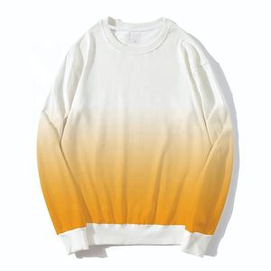 100% coton luxe qualité cravate teint deux tons unisexe personnalisé col rond longue ligne vêtements de sport tricoté léger hommes sweats - Product Image 5