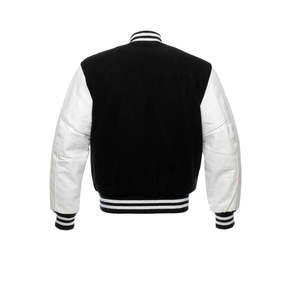 Chaqueta Varsity para Hombre en Verde Oscuro y Blanco con Mangas en Contraste, Cuello Alto, Puños y Cremallera Frontal, Prenda Exterior Personalizada Impermeable con Capucha - Product Image 6