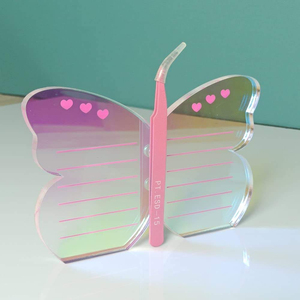 Placa Rectangular Acrílica 2 en 1 para Extensión de Pestañas con Compartimento Integrado para Pegamento, para Aplicación Rápida y Diseño de Mariposa - Product Image 1