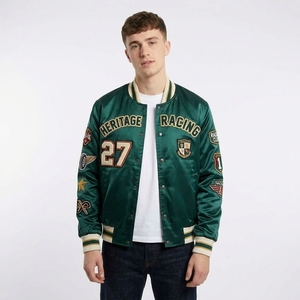 Blouson Bomber Personnalisé Style Universitaire en Satin Rose avec Lettres Graphiques pour Homme – Streetwear Décontracté - Product Image 3