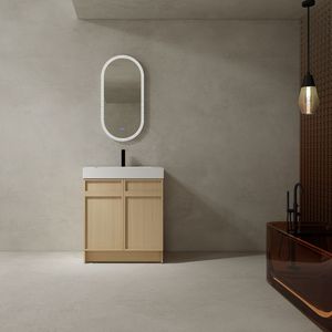 Mobile bagno freestanding da 30 pollici con lavabo in resina bianca e 2 ante con chiusura ammortizzata, imballaggio KD - Product Image 1