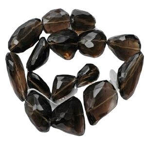 High Quality Smoky Quartz Nugget Faceted Tumbled Drilled Gemstone Full Strand Natural Stone <b>Crystal</b> <b>Healing</b> <b>Necklace</b> Wholesaler - Product Image 3