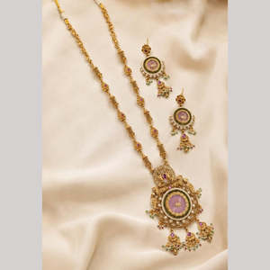Fashion <b>Jewelry</b> <b>Set</b> Graceful Pota Stone and <b>Pearl</b> Long Necklace <b>Set</b> - Product Image 1