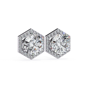 Luxury Hexagon Halo Moissanite Stud <b>Earrings</b> 6.2mm Round Cut D Color VVS Moissanite Diamond <b>Earrings</b> Fine Jewelry - Product Image 3