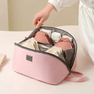 1 Stück rosa/graue Unterwäsche Aufbewahrungstasche tragbar Reißverschluss-BH-Organisator für Reisen Damenunterwäsche und Unterwäschezubehör
