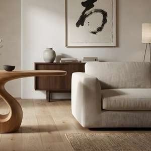 Mesa de Centro Escultural de Madera Maciza, Mueble Moderno de Estilo Japandi Orgánico, Mesa Auxiliar con Pedestal, Mesa Lateral de Estilo Orgánico Moderno - Product Image 4