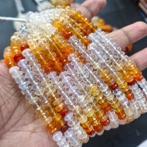 Opale naturelle mexicaine orange feu, perles rondes facettées de 4-5 mm, brin de 16 pouces, pierres précieuses en vrac pour la fabrication de bijoux - Product Image 1