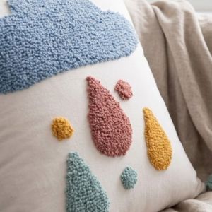 Tufted Cloud Raindrop <b>Throw</b> <b>Pillow</b> Square Cotton Embroidery Design Minimalist Decorative Cushion Cover Washable Hand Wash - Product Image 6