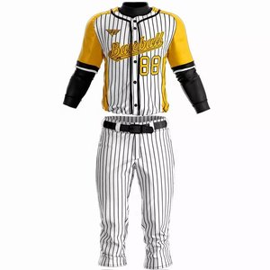 Camiseta de Béisbol para Hombre, Manga Larga, Rayas Blancas y Azules, Cierre de Botones, Transpirable, Poliéster, Corte Regular, para Todas las Temporadas, Ropa para Adultos - Product Image 3