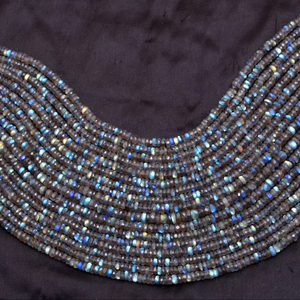 AAA+ Labradorite 5mm Rondelle Faceted <b>Beads</b> Natural High <b>Blue</b> Fire Labradorite Semi Precious Gemstone <b>Beads</b> For Jewelry Making - Product Image 1
