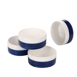 Set di 4 Ciotole in Ceramica Bianche e Blu da 10 oz, Grandi 18cm, per Zuppa e Cereali, Adatte al Microonde per Avena, Frutta, Insalata e Ramen - Product Image 6
