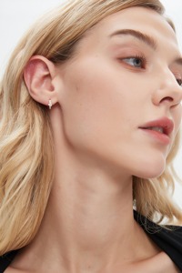 Pendientes de Aro de Oro Sólido de 14K con Diamante de Corazón Cultivado en Laboratorio, Elegantes Pendientes de Aro con Dijes, Joyería Fina, Regalo para Fiestas y Aniversarios para Mujer - Product Image 5