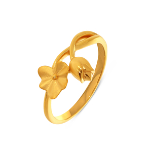 18K Gold Plated Matte Flower Bud Open <b>Adjustable</b> <b>Ring</b> for Women Elegant Floral Finger <b>Ring</b> Wedding Party Jewelry Wholesale - Product Image 1