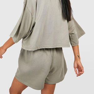 Shorts de sport décontractés pour femme en coton personnalisé, taille mi-haute, séchage rapide, respirant, coupe-vent, couleur unie, avec cordon de serrage pour le fitness - Product Image 6