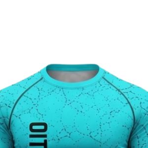 <b>Turquoise</b> Long Sleeve Compression <b>Shirt</b> Crackle Print Athletic Training Gym Workout Breathable Sublimated Performance Sportswear - Product Image 5