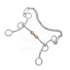 Bocado de Brida Tipo Gag de Hierro Dulce Resistente de 3 Piezas con Vástago Corto, Envuelto en Cobre y Acero Inoxidable, Cadena Desmontable, 5 Pulgadas - Product Image 3