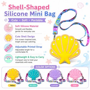 Sac à bandoulière en silicone HauHwa B062, motif dessin animé, forme coquille, impression numérique, OEM, détachable, pour filles, idéal comme sac cadeau ou pochette de remerciement - Product Image 2