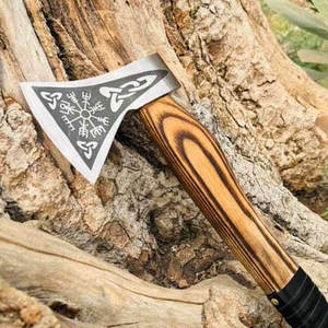 Couteau Viking Raven Tomahawk de Jahangir Enterprise, fabrication artisanale industrielle, manche en bois de rose, lame en acier carbone, haute qualité, pour le camping - Product Image 3