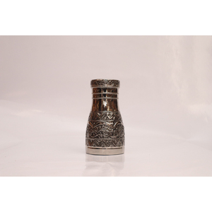 Handcrafted Antique Silver-Plated Copper Water Bottle with Intricate Floral Engraving Eco-Friendly Metal Drinkware Gift Set - Product Image 4