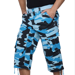 Custom LOGO Front <b>Mens</b> Casual Streetwear Solid Breathable <b>Long</b> <b>Shorts</b> Capris Pants - Product Image 1