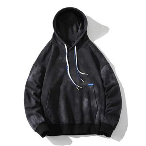 Men <b>Tie</b> <b>Dye</b> Hooded <b>Sweatshirt</b> Oversized Regular Fit Cotton French Terry Casual Autumn Wear With Pocket - Product Image 5