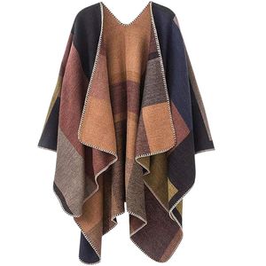 Women's Shawl <b>Wraps</b> Open Front <b>Poncho</b> Cape Oversized Sweaters Casual Cardigan Shawls for Fall Winter - Product Image 2