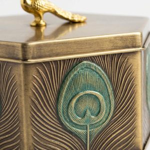 Portavelas de Latón Hecho a Mano de 11 cm con Diseño de Pavo Real Verde Antiguo, Mithai Dabba para Decoración del Hogar, Hoteles y Bodas - Product Image 4