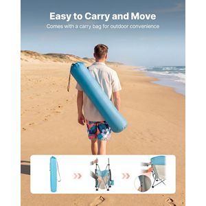 Sedia da Spiaggia Pieghevole con Schienale Alto per Adulti, Seduta Extra Larga con Rete Traspirante, Tasca Portabicchieri e Borsa per il Trasporto - Product Image 6