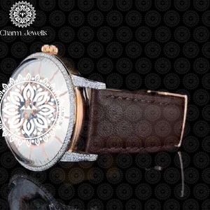 Montre de luxe Charm_Jewells en acier inoxydable, boîtier 40 mm, mouvement mécanique analogique, pour homme, style vintage, accents de diamants, 10 bars - Product Image 3