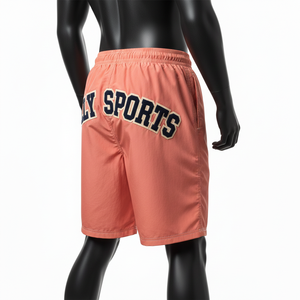 Premium 210 GSM Nylon Spandex Women <b>Shorts</b> Coral Peach Soft Breathable Quick Dry Custom Chenille <b>Patch</b> Logo - Product Image 5